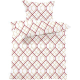 Beddengoedset - 135 x 200 cm + 80 x 80 cm Kleur: crème/rood 100% katoen, hoge kwaliteit met ritssluiting