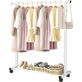 Kledingstang, kledingrek op wieltjes, stabiel kledingrek, de eenpolige 1,2 meter lange kleerhanger (wit)