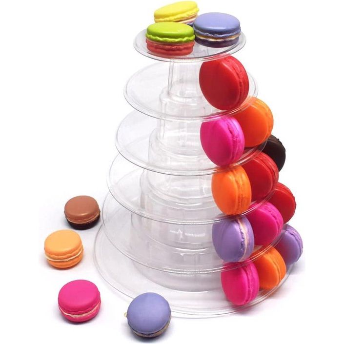 macaron tower 6 verdiepingen transparante cake stand plastic macaron display stand voor bruiloft verjaardag partij dessert gebak Cake plaat