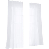 Voile Curtain with Ruffle Tape for Rail, Transparent, Living Room, White, 145 x 140 cm (Height x Width), Set of 2