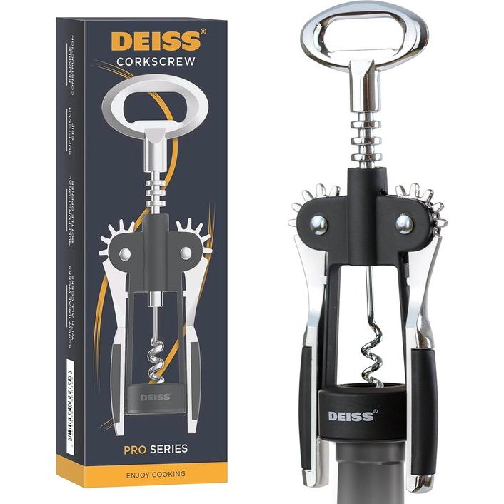 Wing Corkscrew Wijnopener - 2 in 1 Wijnkurkentrekker en Bieropener - De eenvoudigste manier om wijnfleskurken te openen - Betrouwbare en stevige wijnopener - Wijnflesopener