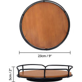 Draaitafelorganizer - 23 cm draaitafelkeuken voor kruiden en accessoires met geïntegreerde handgrepen en antislipbasis - gemakkelijk schoon te maken Bamboe en ijzer Rondell keukenkast