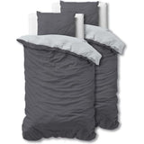 100% Katoen Dekbedovertrek 155cm x 220cm Antraciet/Grijs - Zacht & strijkvrij dekbedovertrek met rits - Tweekleurig dekbedovertrekset met 2 kussenslopen 80cm x 80cm
