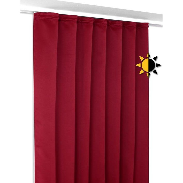Verduisteringsgordijn met plooiband U-band, ondoorzichtig verduisterend gordijn, grootte en kleur naar keuze (breedte 140 cm, hoogte 145 cm, Bordeaux)