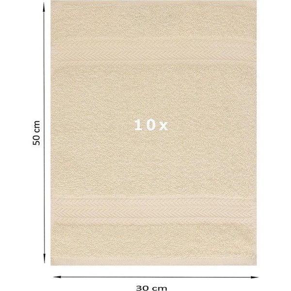 10 Premium Gastendoekjesset - Gezichtshanddoekset - Handdoekset - Handdoeken - 30 x 50cm - Zand