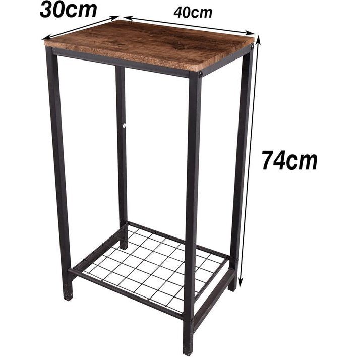 Salontafel bijzettafel nachtkastje hoofddoeken, tea, kubussen, nachtkastjes, twee verdiepingen tellende kasten van metaal (zwart + bruin)