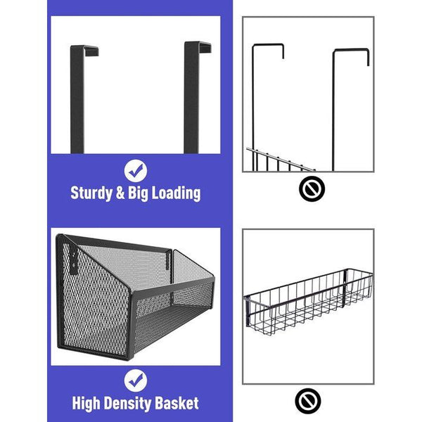 Deurhaken om op te hangen, 15 hangers Haken met 2 gaasmanden boven de deur opbergrek, kapstokken deur, zwarte mand voor kapstokken, deurhanger, hangende plank badkamer, hangende plank keuken