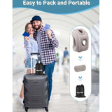 Reiskussen, nekkussen, opblaasbaar vliegtuig, opvouwbaar, draagbaar, comfortabel reiskussen, ondersteunt het hoofd en beschermt de cervicale wervelkolom, nekkussen voor vliegtuigen, treinen, autoritten, grijs