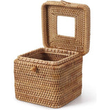 Rotan gezichtsdoekjesdoos, decoratieve geweven gezichtsdoekjeshouder, tissuedispenser voor badkamer/keuken/kantoor, 14,5 x 14,5 x 12,7 cm