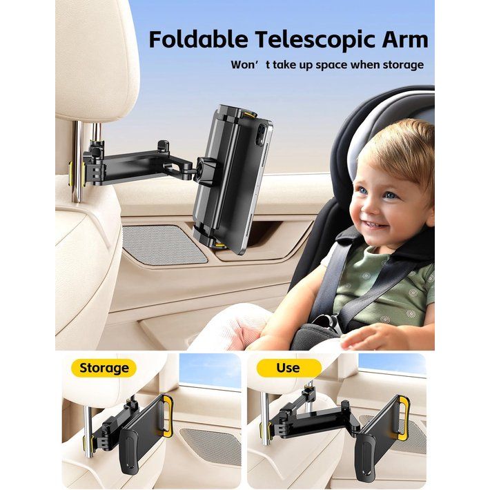 Tablethouder voor in de auto, tablethouders voor in de auto, uittrekbaar, hoofdsteun, tablet-hoofdsteunhouder