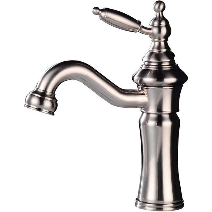 Badkamer Wastafelkraan Geborsteld Nikkel Enkele Handgreep Messing Enkel Gat Montage