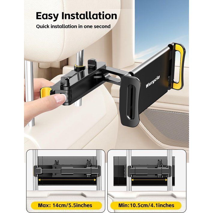 Tablethouder voor in de auto, tablethouders voor in de auto, uittrekbaar, hoofdsteun, tablet-hoofdsteunhouder
