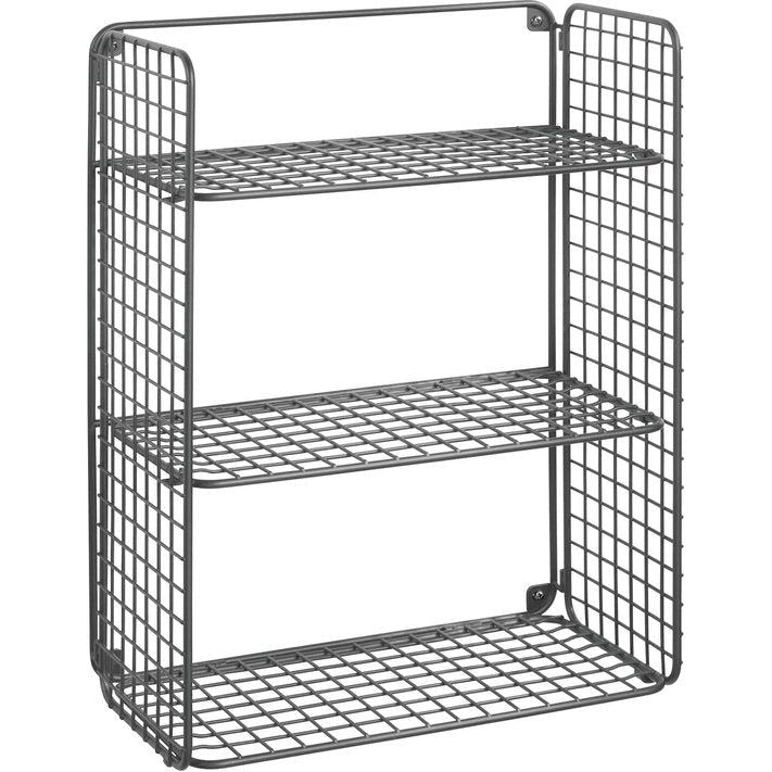 Opvouwbare badkamerplank met 3 niveaus - Praktische ophangplank van metaaldraad voor wandmontage - Draadplank voor badhanddoeken, shampoo enz. - Grijs
