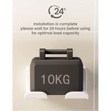 Föhnhouder zonder boren, föhnhouder voor aan de muur, zonder boren, föhnhouder met stekkerhouder en opbergvak, geschikt voor de meeste haardrogers, 16 x 6,5 x 12,6 cm