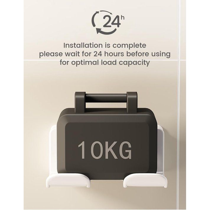 Föhnhouder zonder boren, föhnhouder voor aan de muur, zonder boren, föhnhouder met stekkerhouder en opbergvak, geschikt voor de meeste haardrogers, 16 x 6,5 x 12,6 cm