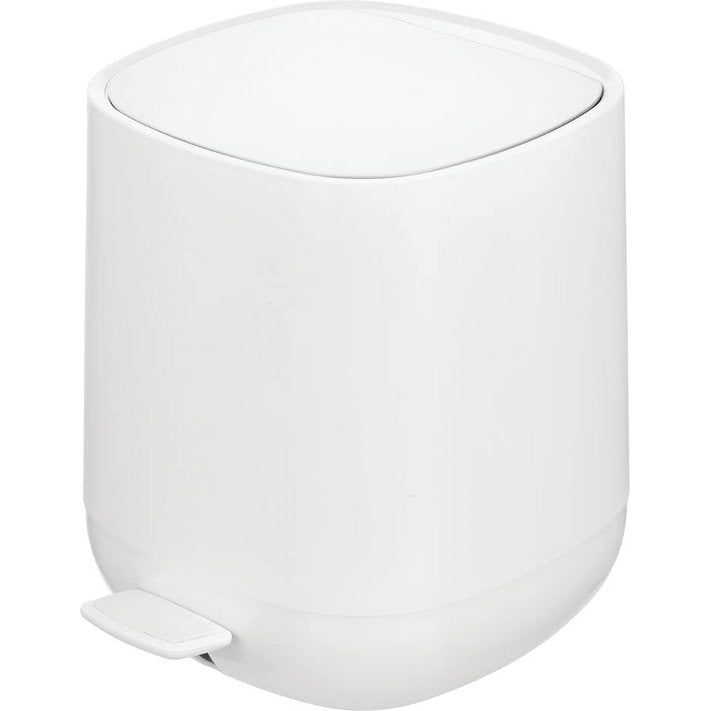 Pedaalemmer – 5 liter afvalemmer van kunststof met pedaal, deksel en kunststof inzetstuk – perfect als cosmetica-emmer of prullenmand voor badkamer, keuken, kantoor enz. – wit