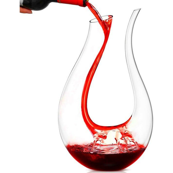 Decanter 1,2 l wijndecanteerpot, loodvrije glazen ventilatiekaraf, perfecte cadeauset, decanteerder