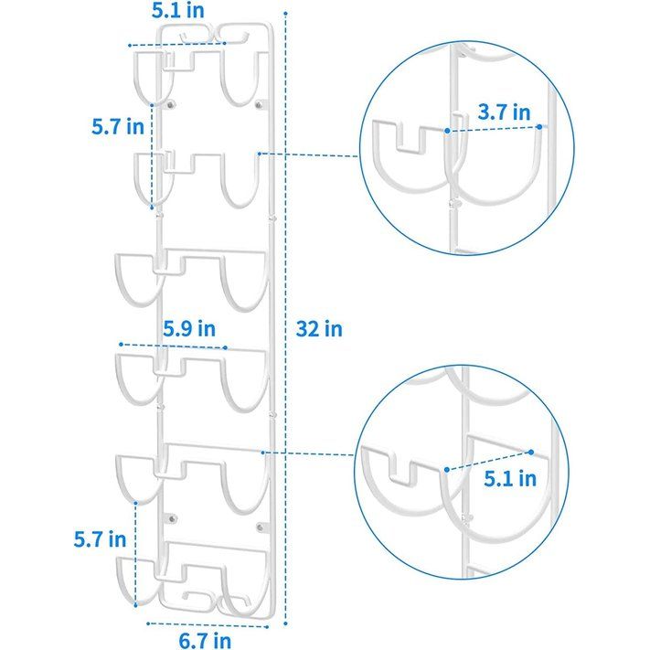 Handdoekhouder voor wandmontage, hangende handdoekstang voor badkamer met 6 vakken, badhanddoekhouder, gastendoekjeshouder, ruimtebesparend badkameraccessoire, handdoekhouder (wit)