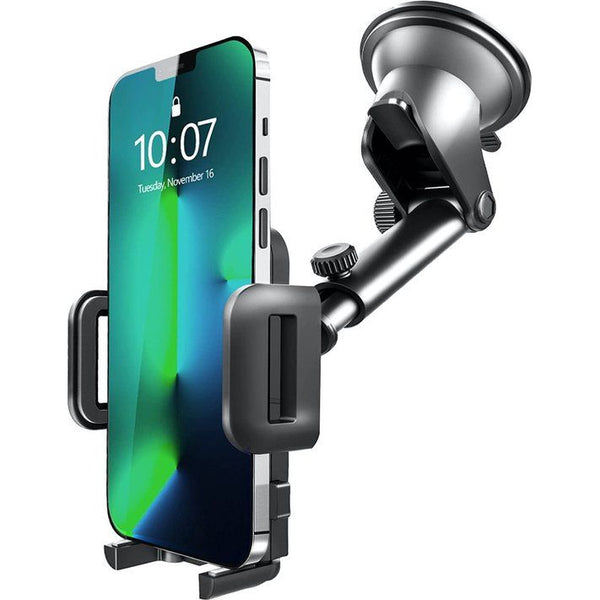 GVTECH Autotelefoonhouder voor mobiele telefoon, dashboard-voorruit-telefoonhouder, universele autohouder, 360° draaibaar, uittrekbare arm, one-knop-ontspanningsstandaard voor iPhone 11 12 Pro Max XS Xr X