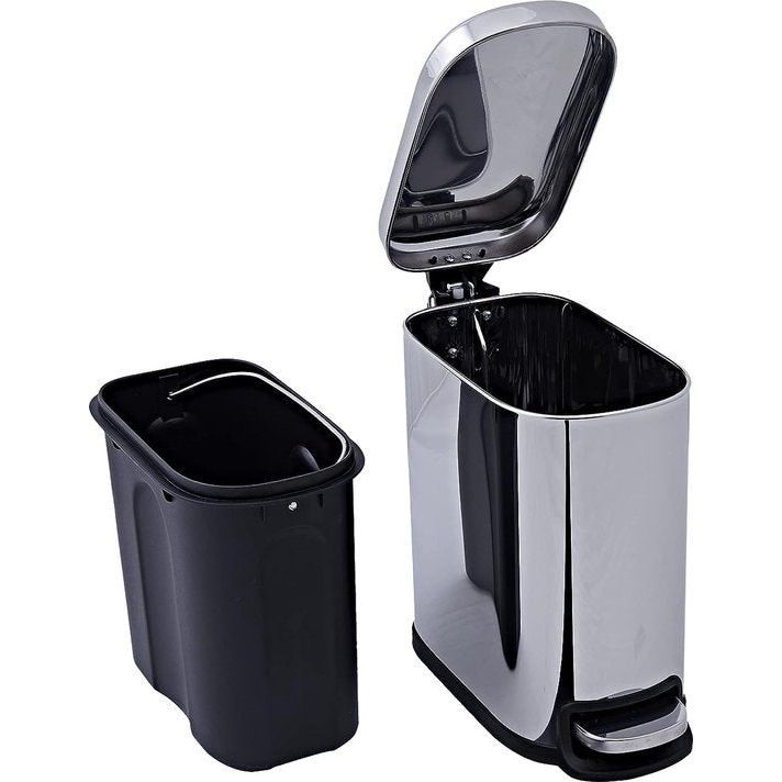 SENSEA - REMIX badkamerprullenbak - 5L - rechthoekig - roestvrij staal - wit - verchroomde afwerking