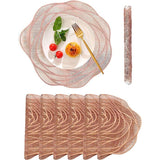 Set van 6 placemats, roségoud, ronde uitgeholde placemat, afwasbaar, antislip, vinyl, pvc, hittebestendig, voor keukentafel (38 x 38 cm)