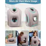 Reiskussen, nekkussen, opblaasbaar vliegtuig, opvouwbaar, draagbaar, comfortabel reiskussen, ondersteunt het hoofd en beschermt de cervicale wervelkolom, nekkussen voor vliegtuigen, treinen, autoritten, grijs