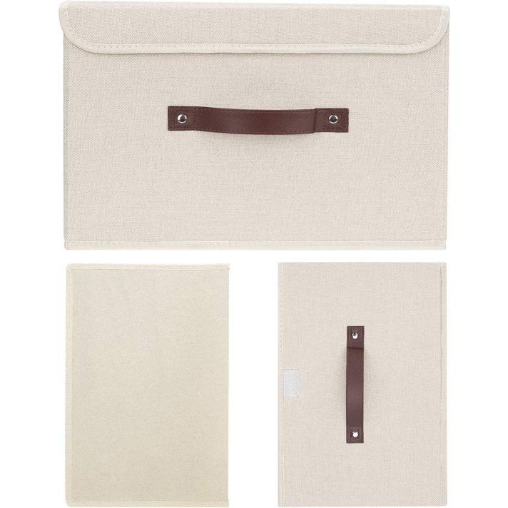 3 stuks opvouwbare opbergdozen met deksel, opbergdozen met deksel, dozen voor kleding, opbergdozen voor speelgoed, rek - beige