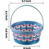 3-delige gevlochten bamboe paasmand met driekleurige graspapierkralen, paaseieren Wiker mand met handvat voor picknick, feestartikelen, decoraties