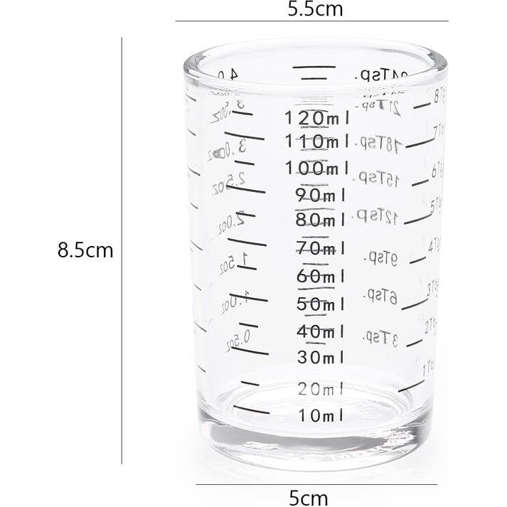 120 ml shotglaasjes, glazen maatbeker met schaal, espresso shotglaasjes voor keuken, bar, feest, cocktail, tequila, wodka (zwart)