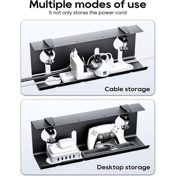 Kabelbeheer onder het bureau, zonder boren onder het bureau Kabelbeheer, kabelgootbureau, kabelmand voor het beheren van kabels en stekkerdozen - 43 x 15 x 12 cm, zwart