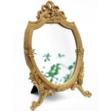 Decoratieve wandspiegel met antiek gouden harsen frame, make-upspiegel, tafelspiegel voor slaapkamer, woonkamer, dressoirdecoratie. Afmetingen: 8,5 inch breed x 13 inch lang.