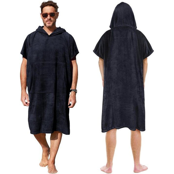 Beach Surf Poncho with Pocket, Water Absorbent Wetsuit, Changing Table Hoodie, Towel Poncho Bathrobe for Surfing, Swimming, Bathing for Adults, Men, Women, Sandproof