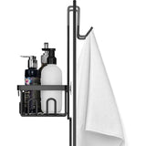 Doucheplank om op te hangen, 3-deurs doucheplank zonder boren, doucheplank, badrek, douchemand, hangend, shampoohouder, douchehangrek voor glazen deur, douchewand met zeepbakje en haak (zwart)