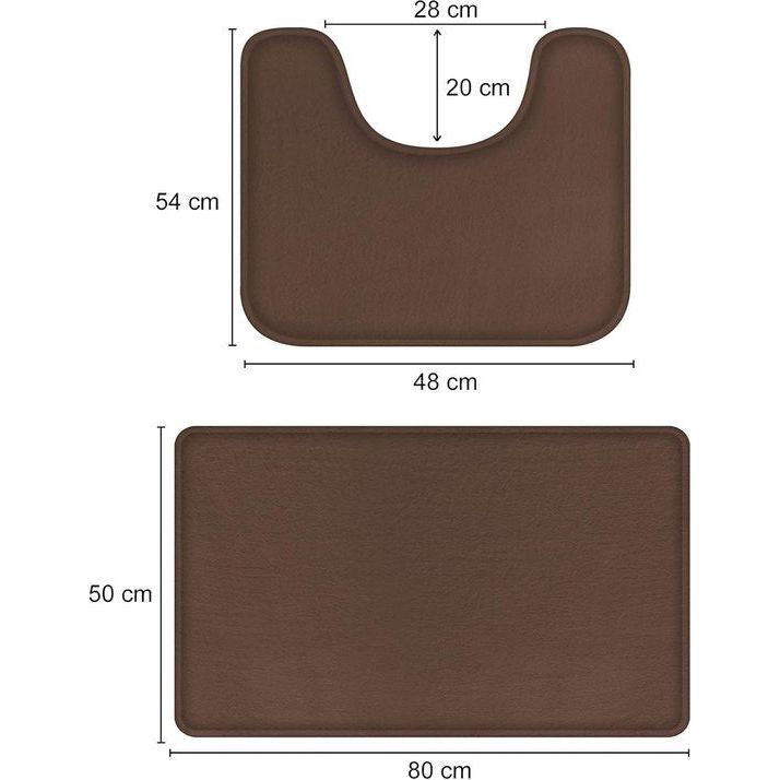 Traagschuim badmatten, set van 2 antislip badkamertapijten en absorberend U-vormig contourtapijt, deurmat voor badkamer, douche, machinewasbaar en super zacht (bruin)