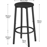 Barkruk set van 2, barstoel voor de keuken met voetensteun, industriële barstoel, stabiel metalen frame, verstelbare poten, voor restaurant, keuken, bar, zwart