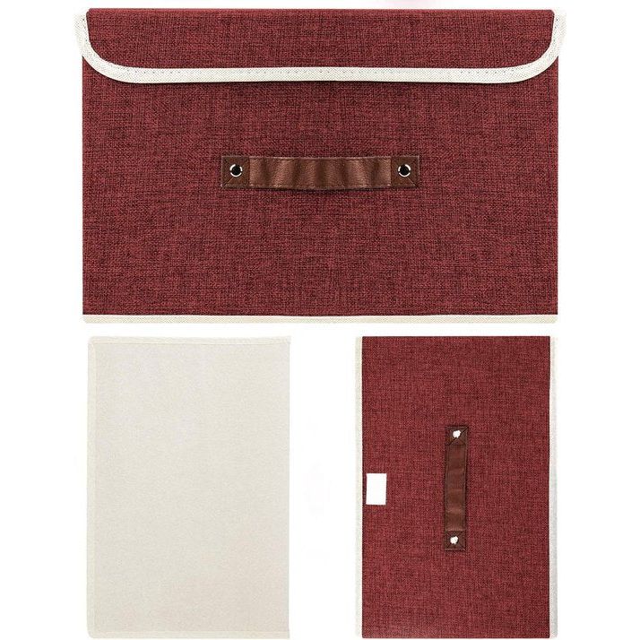 5 stuks opvouwbare opbergdozen met deksel, opbergdozen met deksel, dozen voor kleding, opbergdozen voor speelgoed, rek - rode wijn