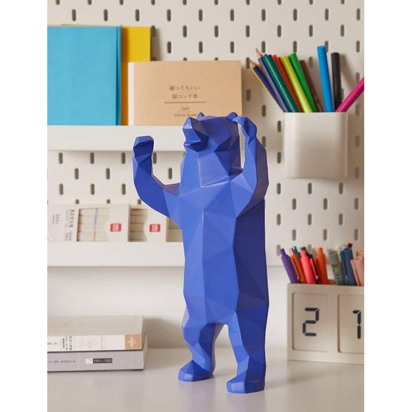 Bierfiguren sculptuur decoratie Beer Arts Dier Cadeau Polyresin Standbeeld Blauw 31cm