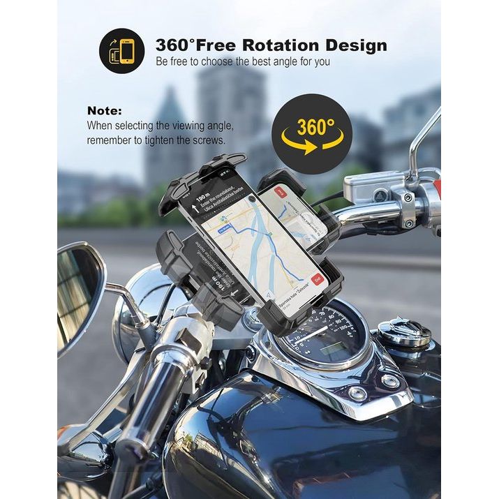 Mobiele telefoonhouder voor op de fiets, roestvrij staal, stuuraansluitingen in 2 maten met 360 graden draaibare universele telefoonhouder fietsstuur geschikt voor smartphones van 4,7-6,8 inch