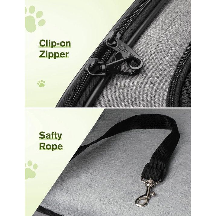 Hondentas Opvouwbare hondenbox Auto met ademend gaasstof Kattentransportbox voor kat Hondentransportbox voor op reis Hondendraagtas voor katten puppy's jonger dan 8 kg Grijs