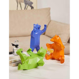 Bierfiguren sculptuur decoratie Beer Arts Dier Cadeau Polyresin Standbeeld Blauw 31cm