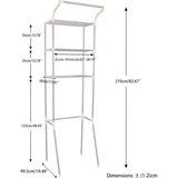 Wasmachineplank, toiletplank met 3 planken, ruimtebesparende badkamerplank, badkamerplank van metaal, badkamertoiletplank, verstelbaar, eenvoudig te monteren, (61-97) x 49,5 x 210 cm, ivoor