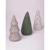 Set van 3 kerstfiguren, decoratie, dennenboom, sculptuur, standbeeld, keramiek, cadeau, huiskunst, 15 cm