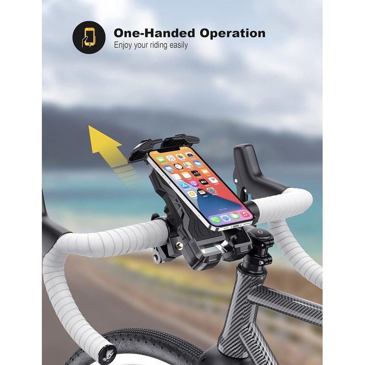 Mobiele telefoonhouder voor op de fiets, roestvrij staal, stuuraansluitingen in 2 maten met 360 graden draaibare universele telefoonhouder fietsstuur geschikt voor smartphones van 4,7-6,8 inch