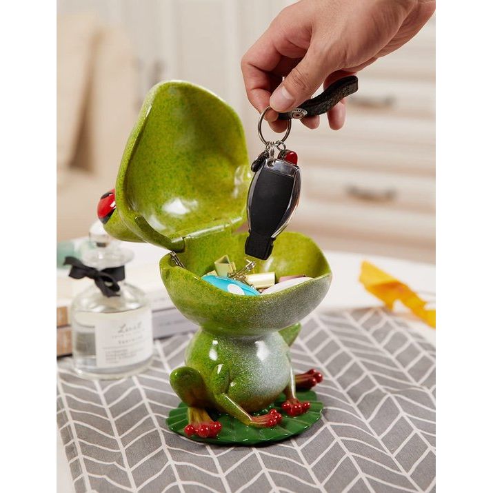 Koekjesblik Suikerpot Snoep Schotel Beeld Beeld Kikker Kunst Cadeau Decor Groen 20 cm