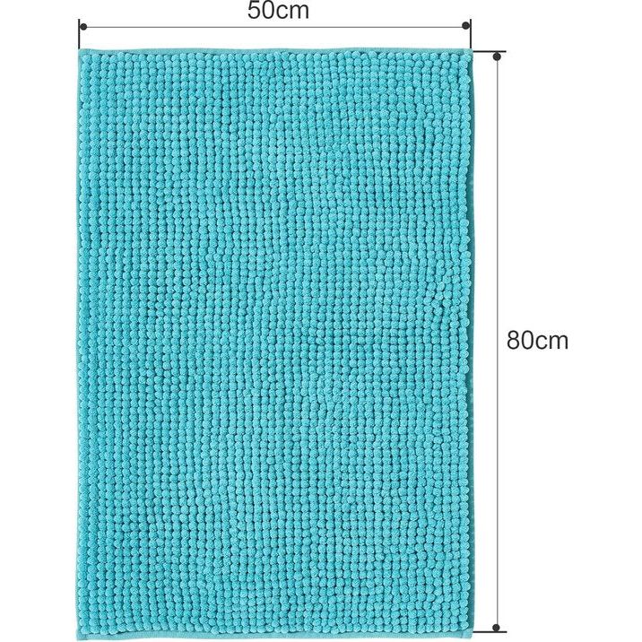 Badmat antislip, kan worden gecombineerd als badmatset, badkamertapijt, badmat, wasbaar van chenille, douchemat voor douche, badkuipen, wc-decoratie, petrol turquoise, 50 x 80 cm.