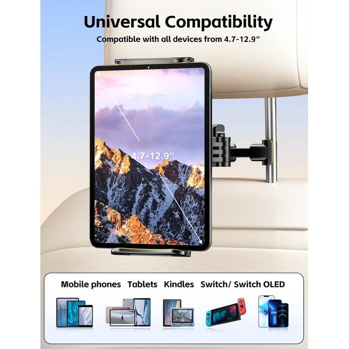 Tablethouder voor in de auto, tablethouders voor in de auto, uittrekbaar, hoofdsteun, tablet-hoofdsteunhouder