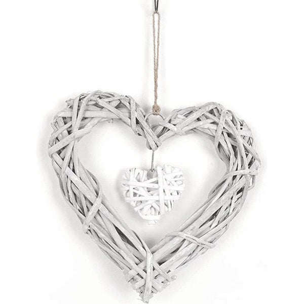 Hart rotan hanger romantische decoratie hart kraan hangend wilgenhart wandkleed ornament voor vintage bruiloft verjaardag party muur decoratie raamdecoratie ornament