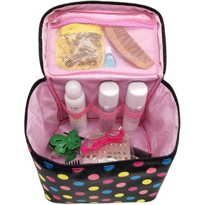 Make-uptas, make-uptas, make-uptas met borstelhouder, multifunctionele tas met handvat, make-up-cosmetica-organizer voor dames