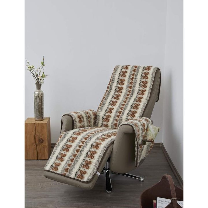 New Wool Armchair Protector with Armrest Protectors and Long Foot Rest