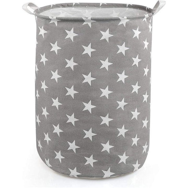 Opvouwbare wasmand, waterdicht, vuile kleding, huishouden, rond, wasbox, waskist, kinderspeelgoed, organizer, opbergzak met handvat, grijze ster